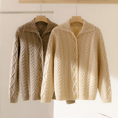 Thickened Button Up Pure Cashmere Sweater Cardigan with Collar