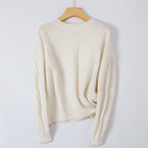 Round Neck Long Sleeve Pullover Casual Cable Cashmere Sweater for Women