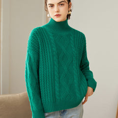 Pure Cashmere Pullover Turtleneck Loose Thickened Knitted Sweater