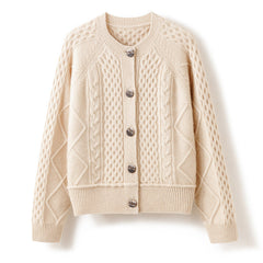Round Neck Knitted Thickened Coat Long-sleeved Twisted sweater