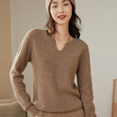 V-neck Simple Fashionable Versatile Knitted  Sweater