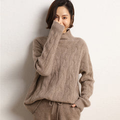 Women's Half Turtle Long Sleeve Warm Pullover Cashmere Sweater