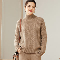Pure Cashmere Pullover Turtleneck Loose Thickened Knitted Sweater