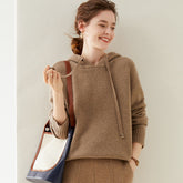 Women's Thick Long Sleeve Loose Cashmere Hoodie Sweater