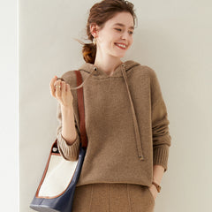 Women's Thick Classic Knit Loose Cashmere Hoodie Sweater