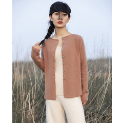 Round Neck Knitted Thickened Cashmere Women's Jacket Cardigan
