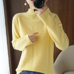 Half-turtleneck Cardigan Women's Sweater Long-sleeved Cashmere Sweater for Women