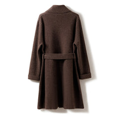 Belted Cashmere Wool Cardigan Coat Knit Sweater Jacket for Women
