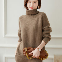 High-neck Thickened Lazy Loose Cashmere Sweater for Women