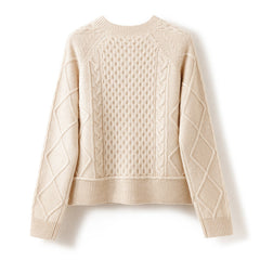 Round Neck Knitted Thickened Coat Long-sleeved Twisted sweater