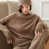 Thickened Cashmere Wool Diamond Textured Turtleneck Sweater