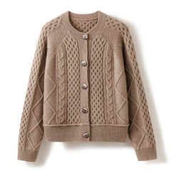 Round Neck Knitted Thickened Coat Long-sleeved Twisted sweater