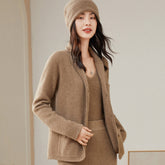 Women's Thickened Knitted Cashmere Collar Jacket Cardigan