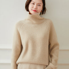 High-neck Thickened Lazy Loose Cashmere Sweater for Women