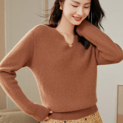 V-neck Simple Fashionable Versatile Knitted  Sweater