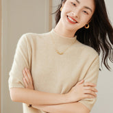 Half Turtleneck Women's Cashmere Short Sleeve Sweater
