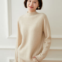Half Turtleneck Pullover Versatile Cashmere Sweater for Women