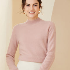 Soft Mock Neck Sweater Slim Knitted Cashmere Sweater