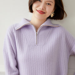 Retro Large Lapel Long-sleeved Casual Cashmere Sweater
