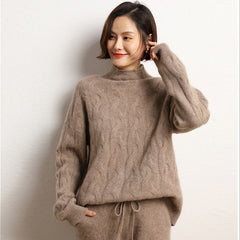 Women's Half Turtle Long Sleeve Warm Pullover Cashmere Sweater