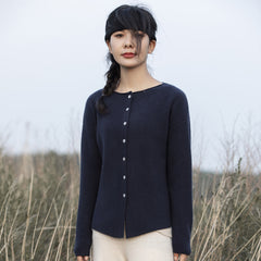Round Neck Knitted Thickened Cashmere Women's Jacket Cardigan