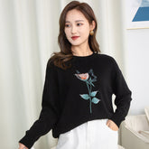 Women's Long-sleeved Round Neck Top Cashmere Sweater Loose Long Sleeve Warm Cashmere