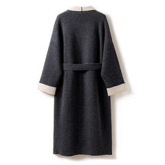 100% Cashmere Reversible Belted Long Cardigan Coat