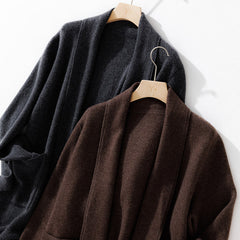 Belted Cashmere Wool Cardigan Coat Knit Sweater Jacket for Women
