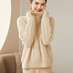 Pure Cashmere Pullover Turtleneck Loose Thickened Knitted Sweater