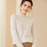 Soft Mock Neck Sweater Slim Knitted Cashmere Sweater