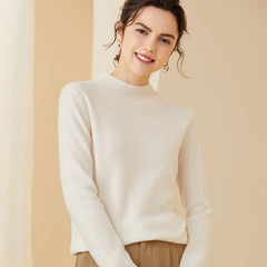 Soft Mock Neck Sweater Slim Knitted Cashmere Sweater