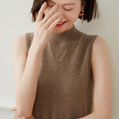 Half Turtleneck Bottoming Shirt Sleeveless Knitted Vest Sweater