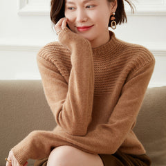 Half Turtleneck Pullover Versatile Cashmere Sweater for Women