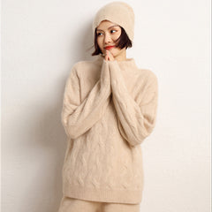 Women's Half Turtle Long Sleeve Warm Pullover Cashmere Sweater