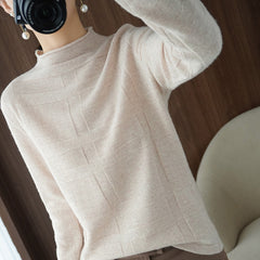 Half-turtleneck Cardigan Women's Sweater Long-sleeved Cashmere Sweater for Women