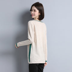 Slim Fit Contrast Color Knitted Pullover Cashmere Sweater