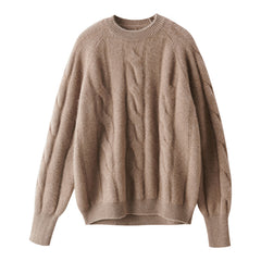 Round Neck Thickened Women's Twist Loose Cashmere Sweater