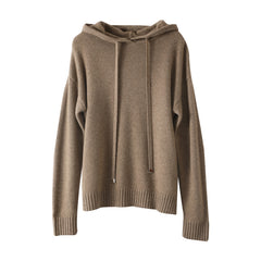 Women's Thick Classic Knit Loose Cashmere Hoodie Sweater