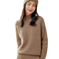 Thick Half Turtleneck Simple Raglan Sleeves Loose Cashmere Sweater