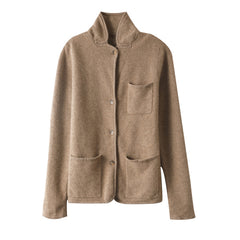 Women's Thickened Knitted Cashmere Collar Jacket Cardigan