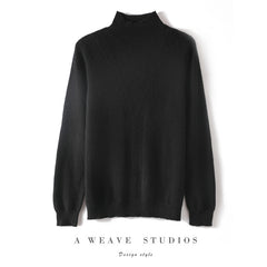 100% Pure Cashmere Textured Knitted Mock Neck Sweater