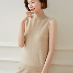 Half Turtleneck Bottoming Shirt Sleeveless Knitted Vest Sweater
