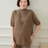V-neck Pure Cashmere Vest Sleeveless Sweater Top