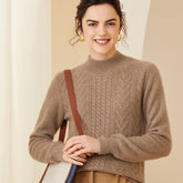 Half Turtleneck Thicken Loose Cable-Knit Cashmere Sweater
