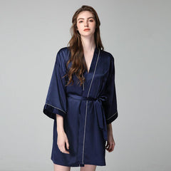 Short 100% Silk Robes for Women Silk Nightwear