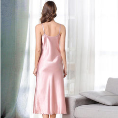 Women's Silk Sexy Nightgown V Neck 100% Mulberry Strap Slip Dress
