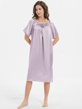 Short-Sleeve Ruched Silk Nightgown For Women