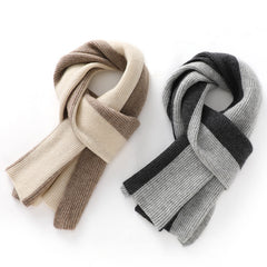 Two-Tone Ribbed Pure Cashmere Wrap Scarf for Women and Men