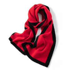 Two-Tone Border Scarf Winter Warm Knitted Soft Pure Cashmere Shawl