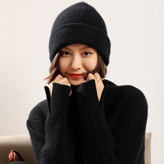 Winter Thick Soft Warm 100% Pure Cashmere Beanie Women's Ski Caps